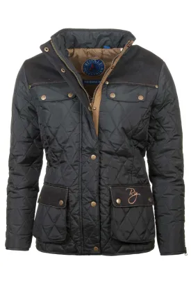 Ladies Denim Trim Quilted Jacket - Biker Babe