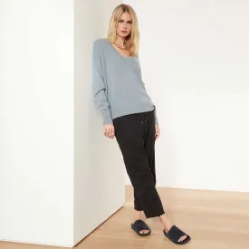 Lightweight Cashmere V Neck Sweater - Dusty Sky