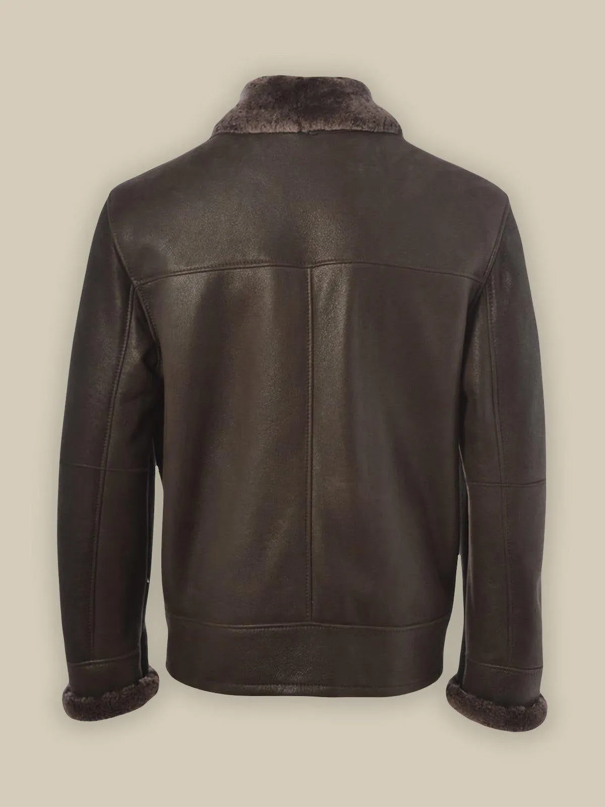 Men Brown Shearling Bomber Leather Jacket