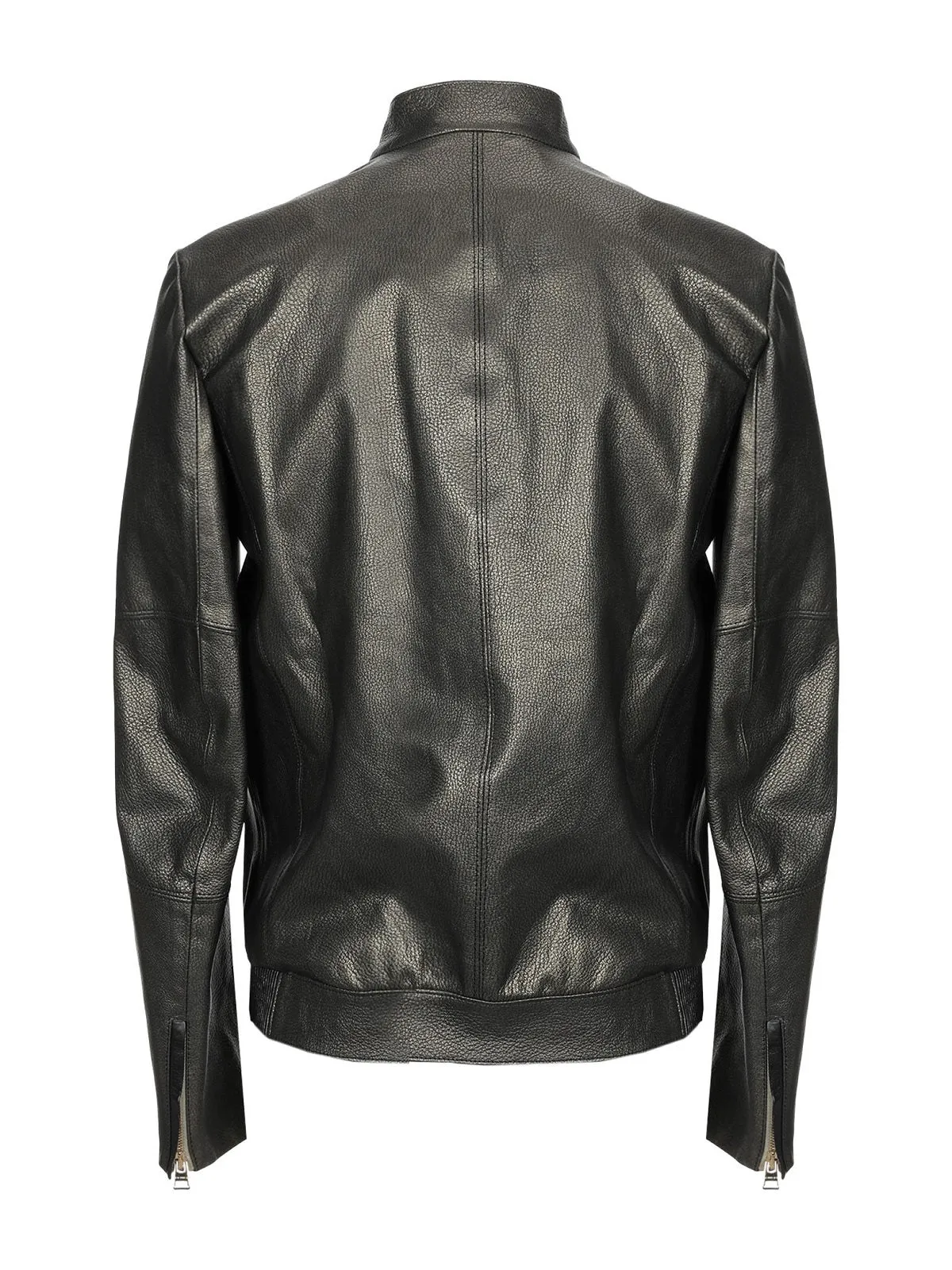 Men Shinny Jet Black Leather Jacket