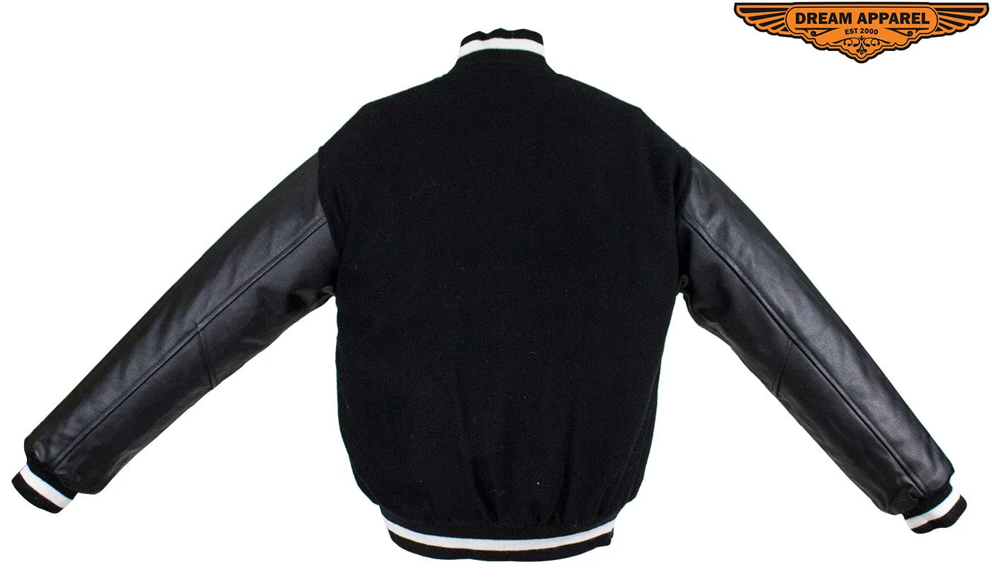 Men's Black & White Varsity Baseball Jacket