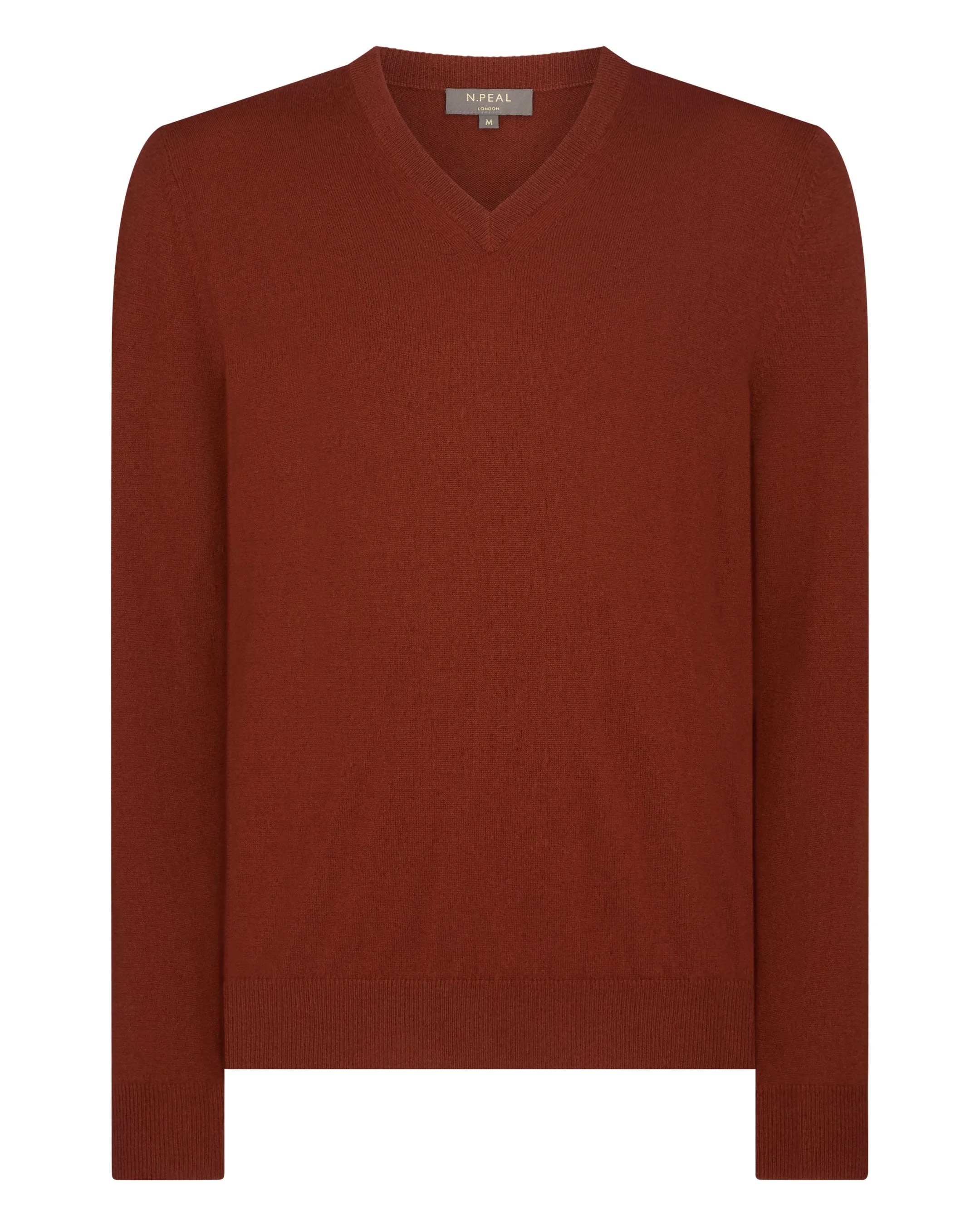 Men's Burlington V Neck Cashmere Jumper Spice Orange