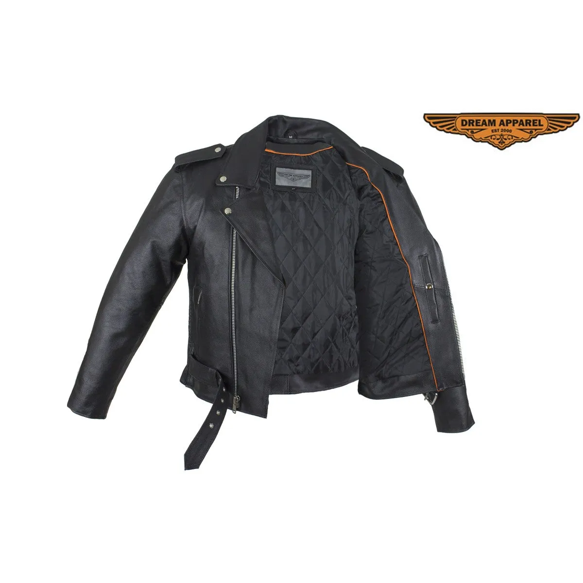 Men's Classic Motorcycle Jacket with Quilted Lining