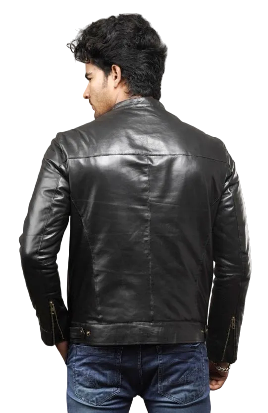 MENS LEATHER JACKET 41001 (BLACK)