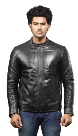 MENS LEATHER JACKET 41001 (BLACK)