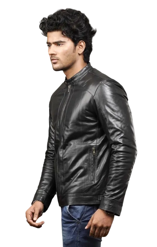 MENS LEATHER JACKET 41001 (BLACK)