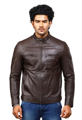 MENS LEATHER JACKET 41006 (BROWN)