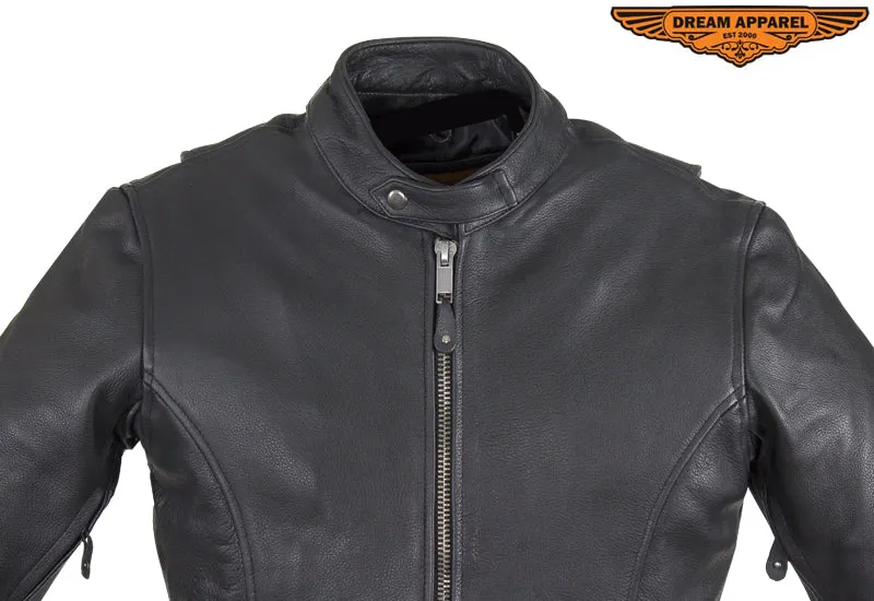 Mens Leather Motorcycle Jacket With Air Vents