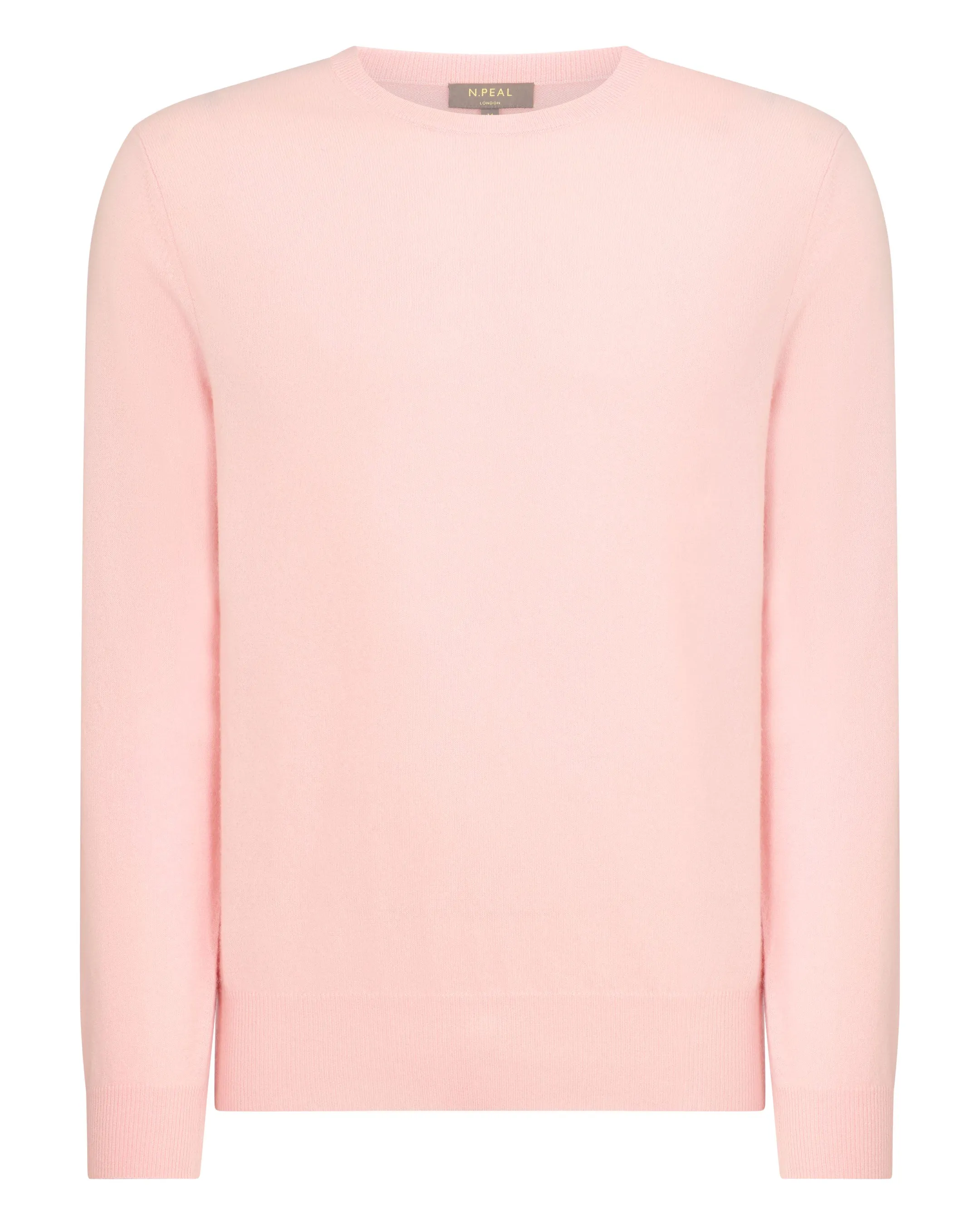 Men's Oxford Round Neck Cashmere Jumper Pale Pink