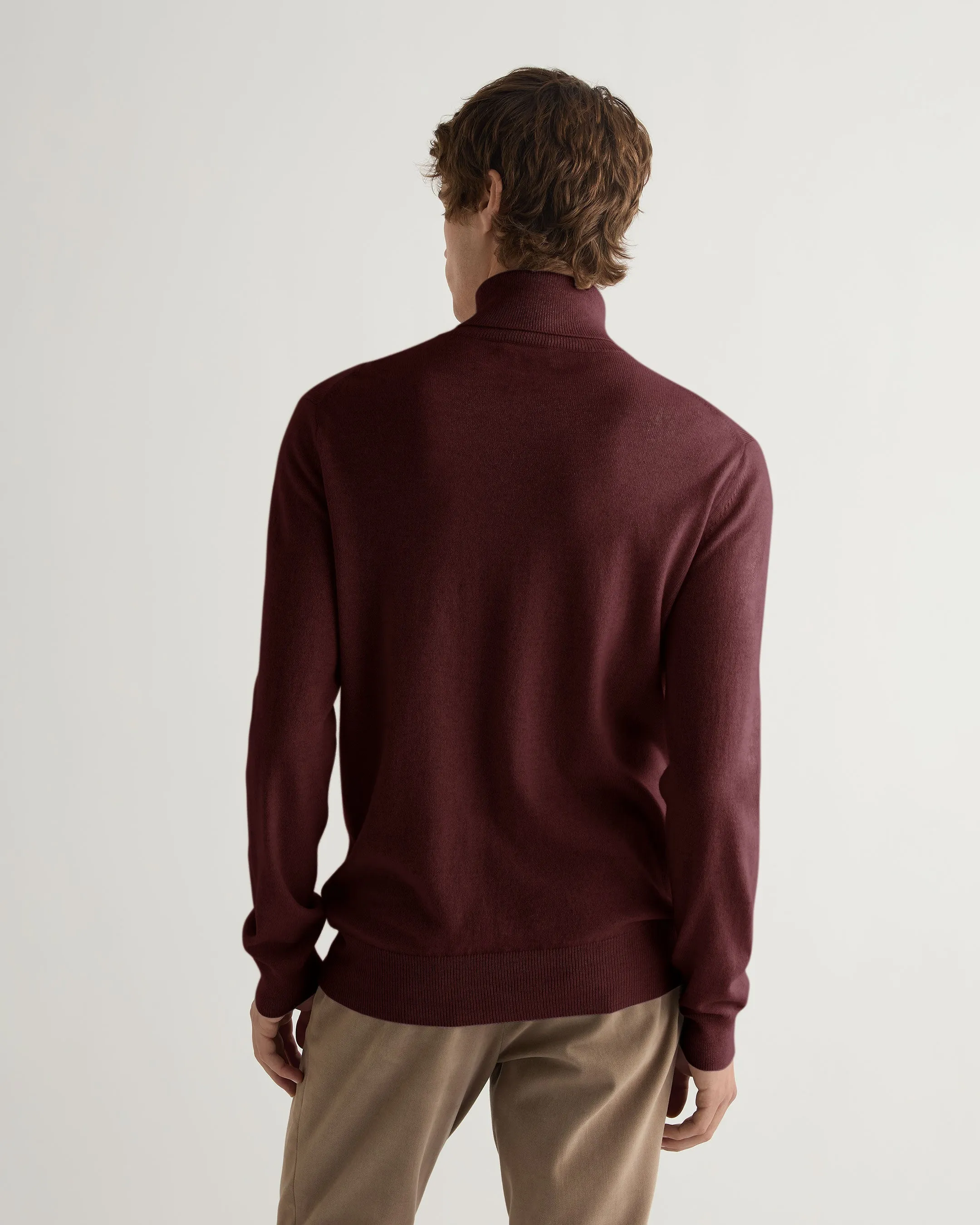 Men's Trafalgar Turtle Neck Cashmere Sweater Claret Red