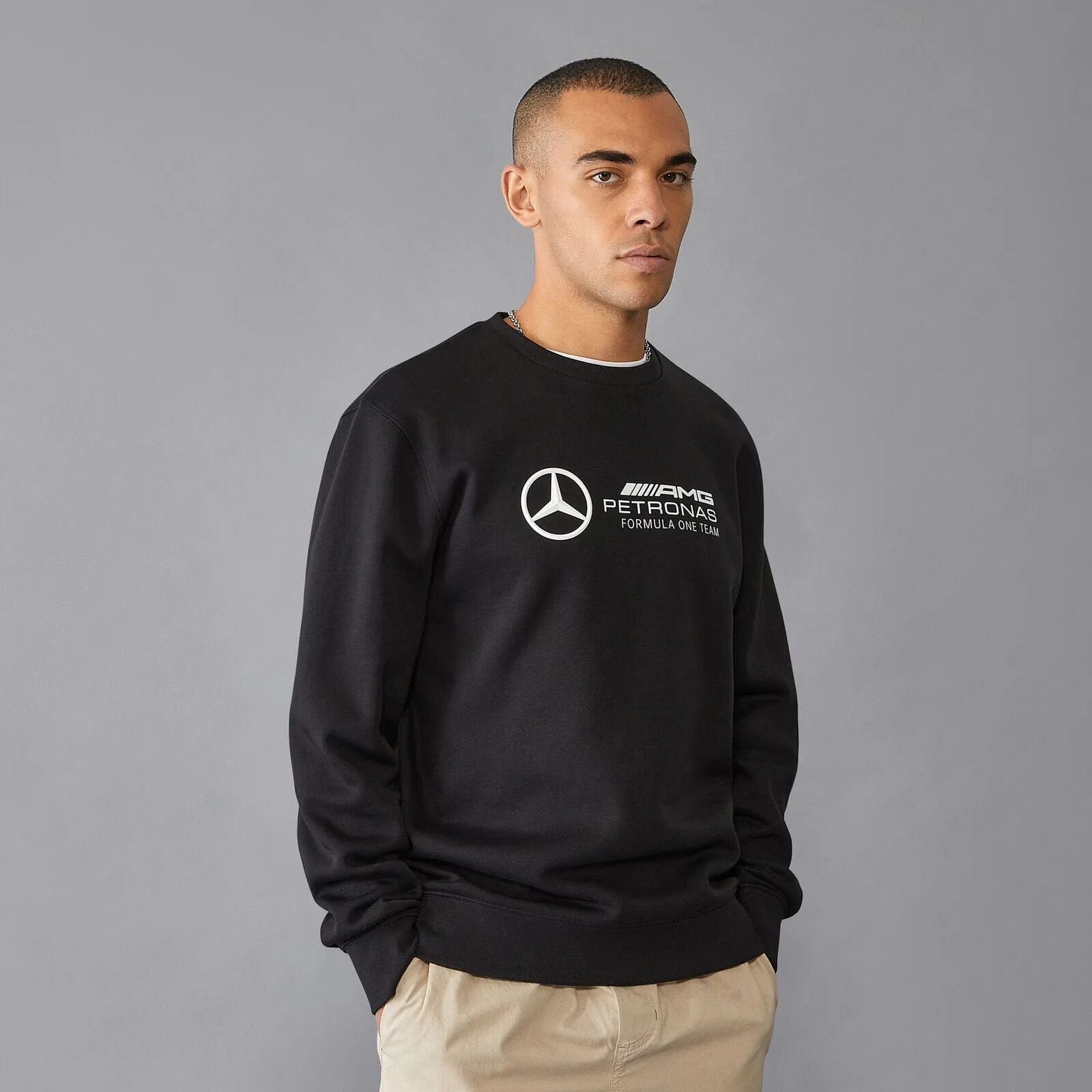 Mercedes AMG Petronas F1 Men's Crew Sweatshirt - Black/White