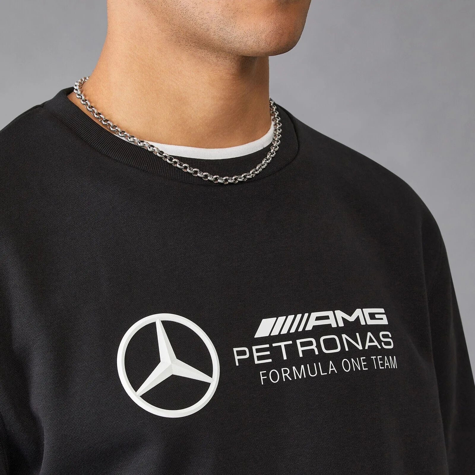 Mercedes AMG Petronas F1 Men's Crew Sweatshirt - Black/White