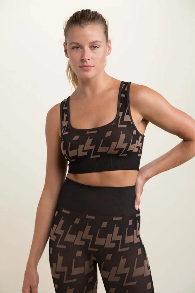 Mono B Seamless Geometric Print Sports Bra