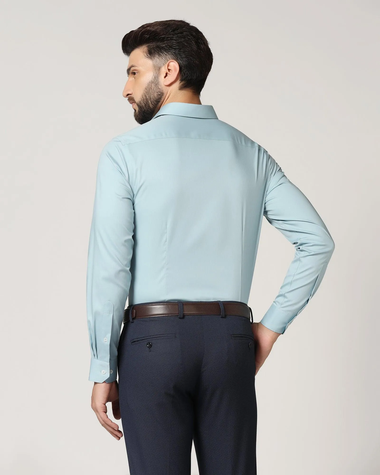 Non Iron Formal Powder Blue Solid Shirt - Susan