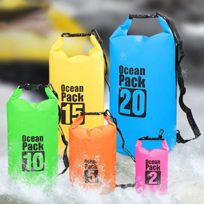 Outdoor Waterproof Double Shoulder Bag Dry Sack PVC Barrel Bag, Capacity: 30L (Yellow)