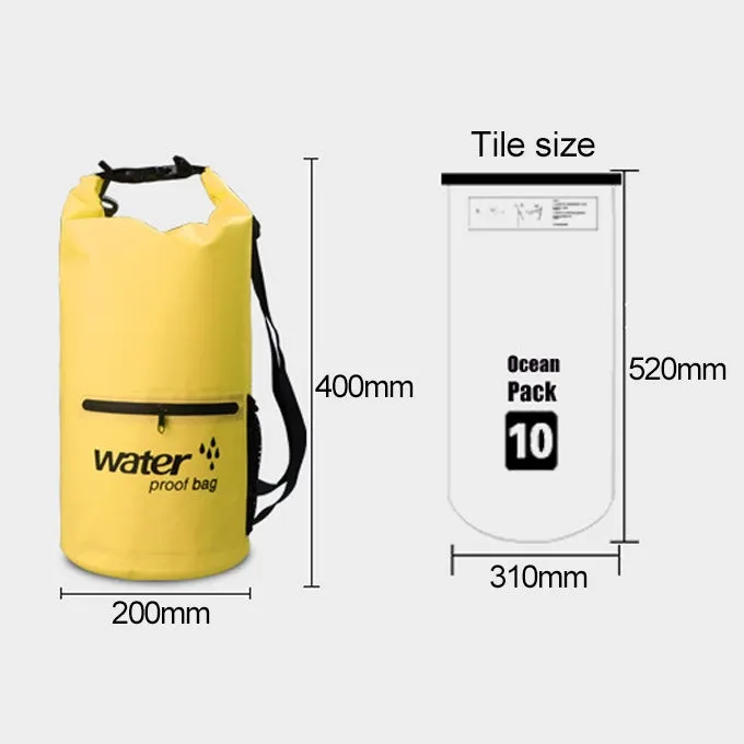 Outdoor Waterproof Dry Dual Shoulder Strap Bag Dry Sack PVC Barrel Bag, Capacity: 10L(Pink)