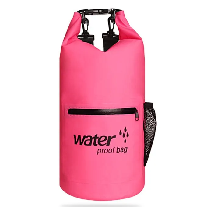 Outdoor Waterproof Dry Dual Shoulder Strap Bag Dry Sack PVC Barrel Bag, Capacity: 10L(Pink)