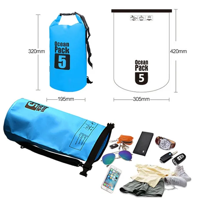 Outdoor Waterproof Single Shoulder Bag Dry Sack PVC Barrel Bag, Capacity: 5L (Orange)