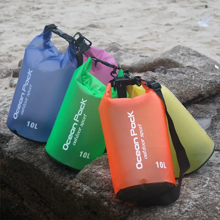 Outdoor Waterproof Single Shoulder Dry Bag Dry Sack PVC Barrel Bag, Capacity: 5L (Green)