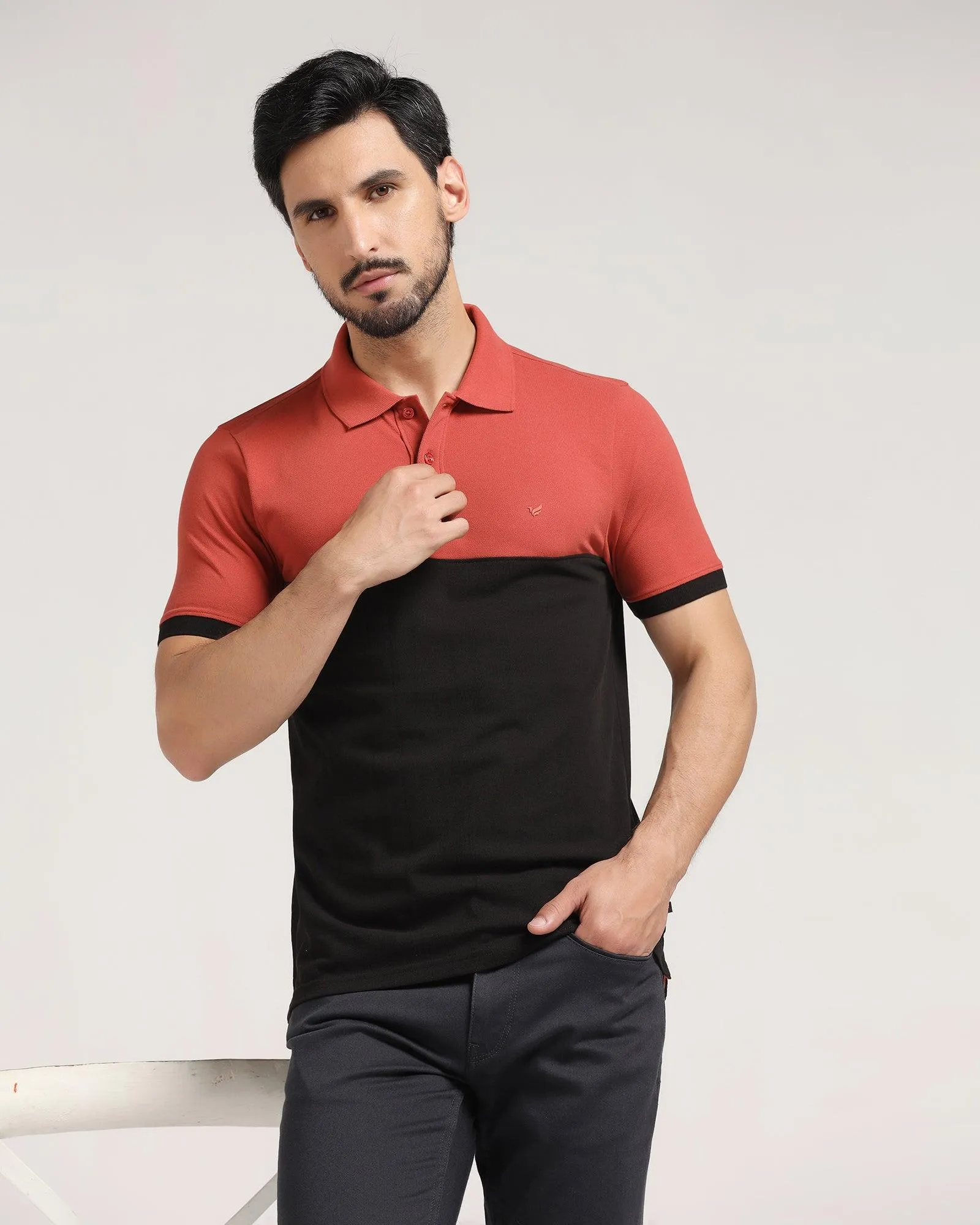 Polo Rust Orange Solid T-Shirt - Bailey