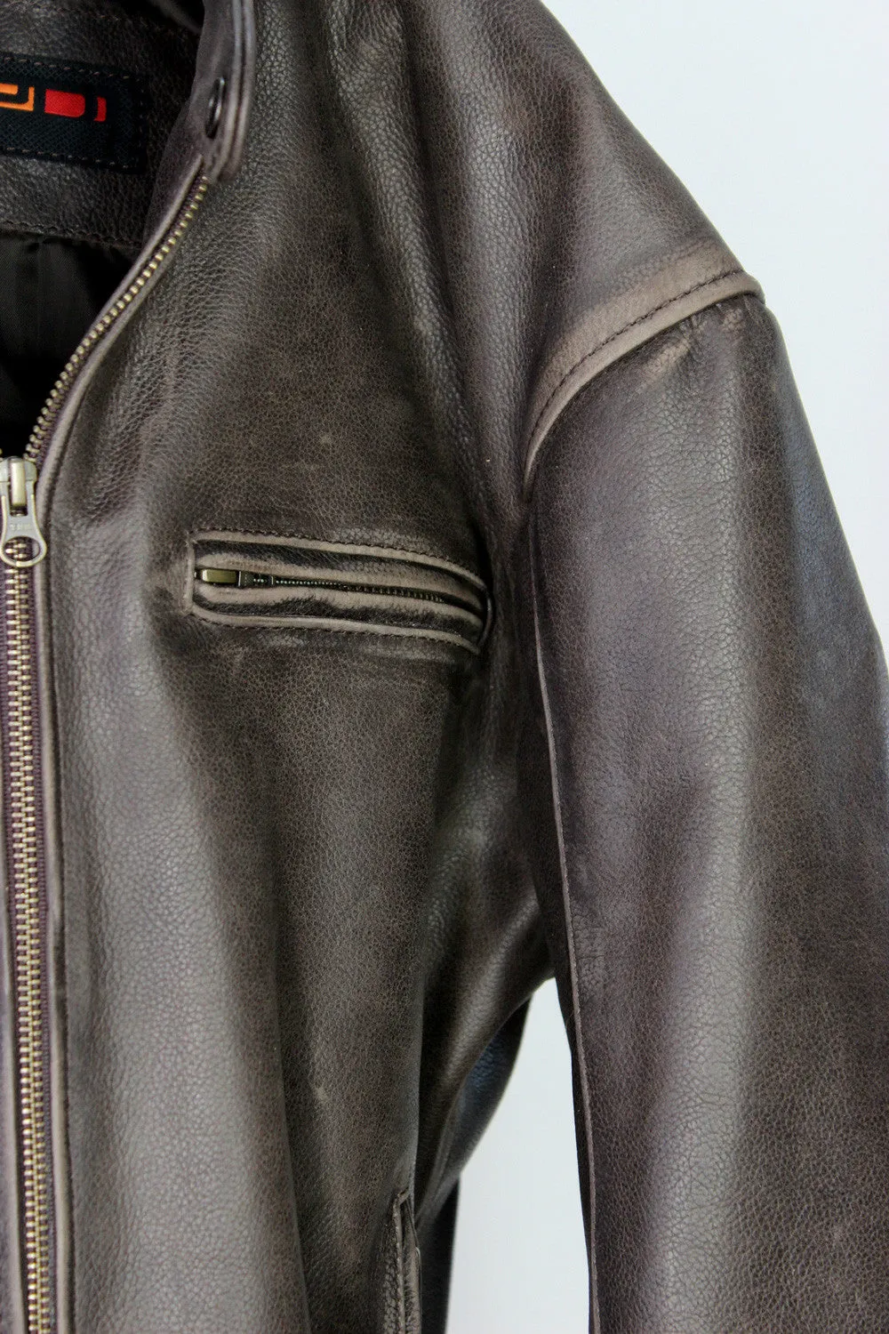 R79 Leather Jacket thick Napa Distressed Brown Vintage Fit - Cafe Racer