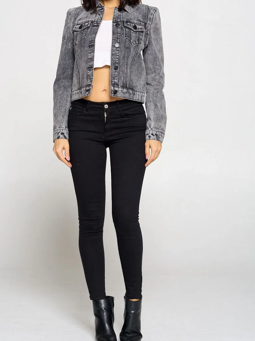 Sassy Since Birth Puff Sleeve Denim Jacket