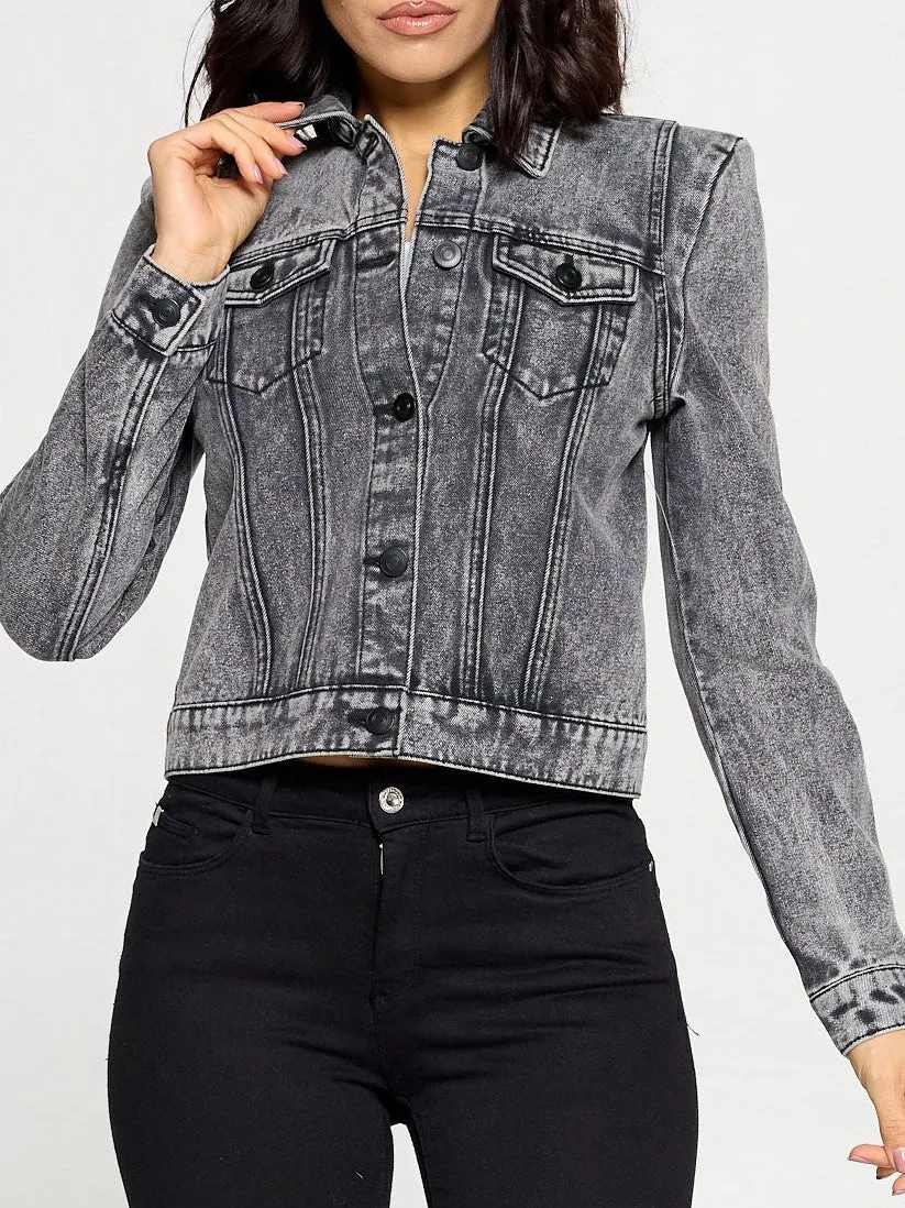 Sassy Since Birth Puff Sleeve Denim Jacket