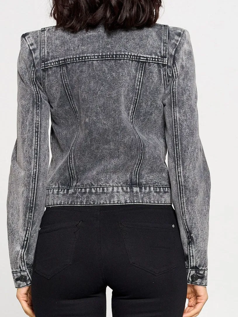 Sassy Since Birth Puff Sleeve Denim Jacket