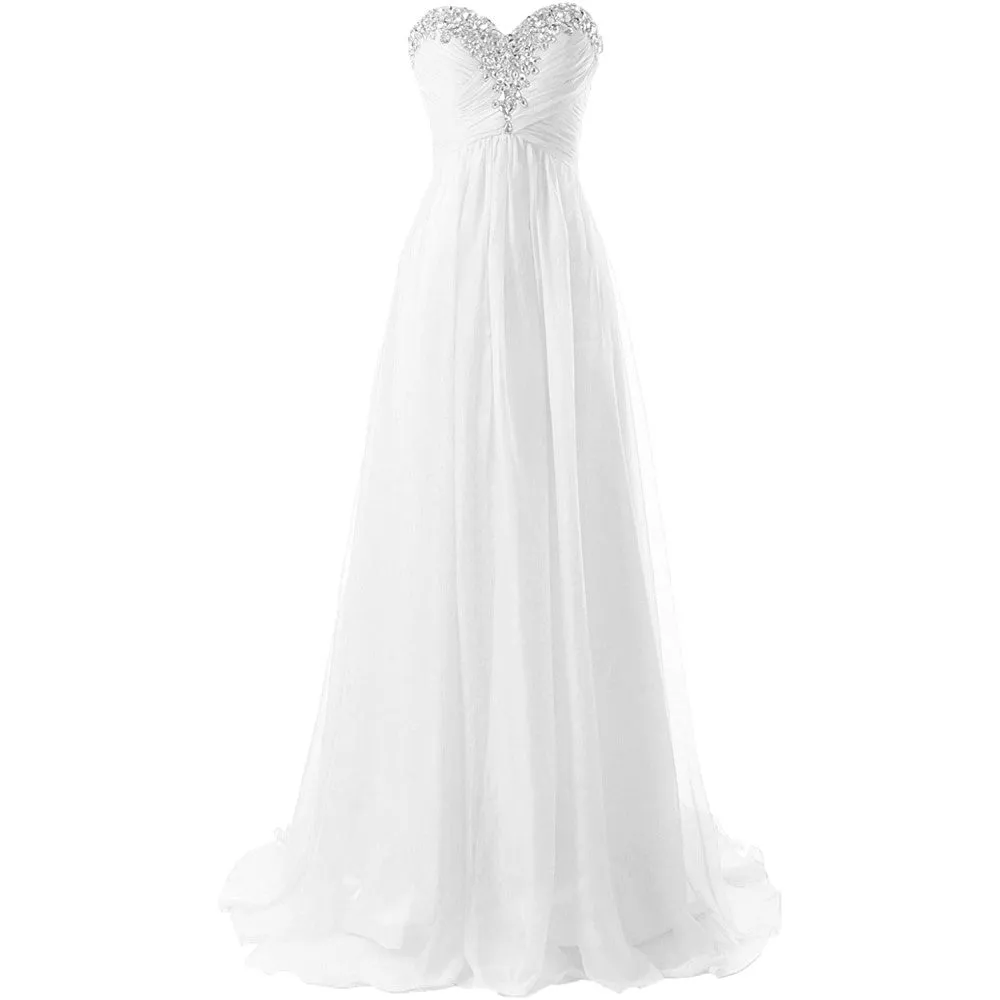 sd-hk Wedding Dresses Beach Bridal Chiffon Wedding Gowns Strapless Bride Dress