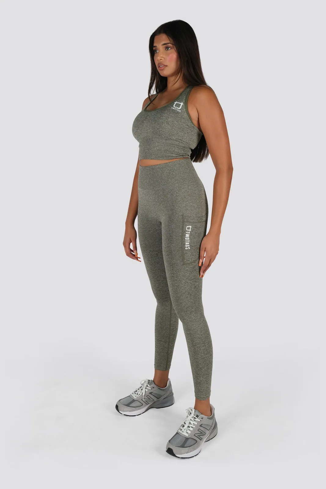 Seamless Movement Highwaisted Leggings - Khaki Marl