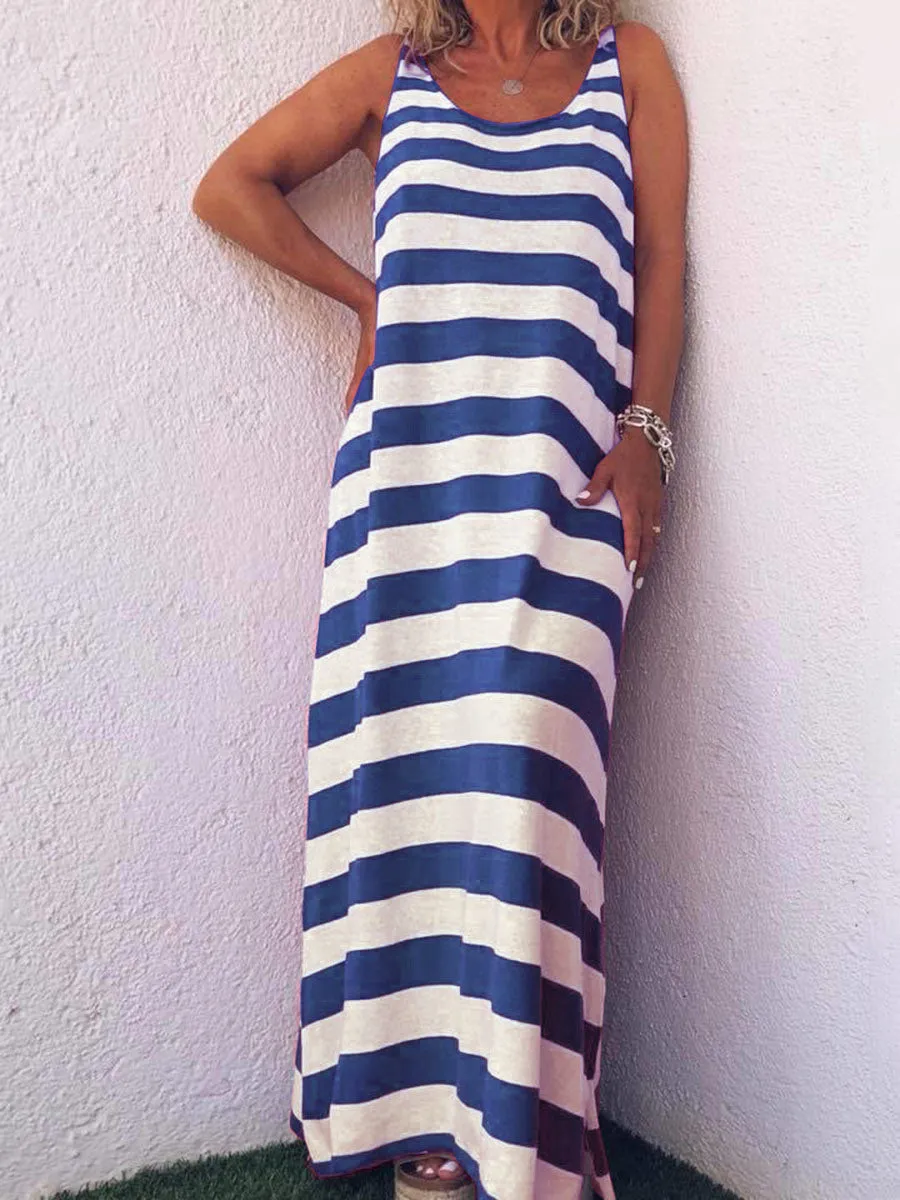 Simple Casual Loose Striped Dress