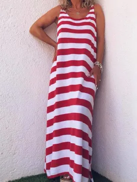 Simple Casual Loose Striped Dress