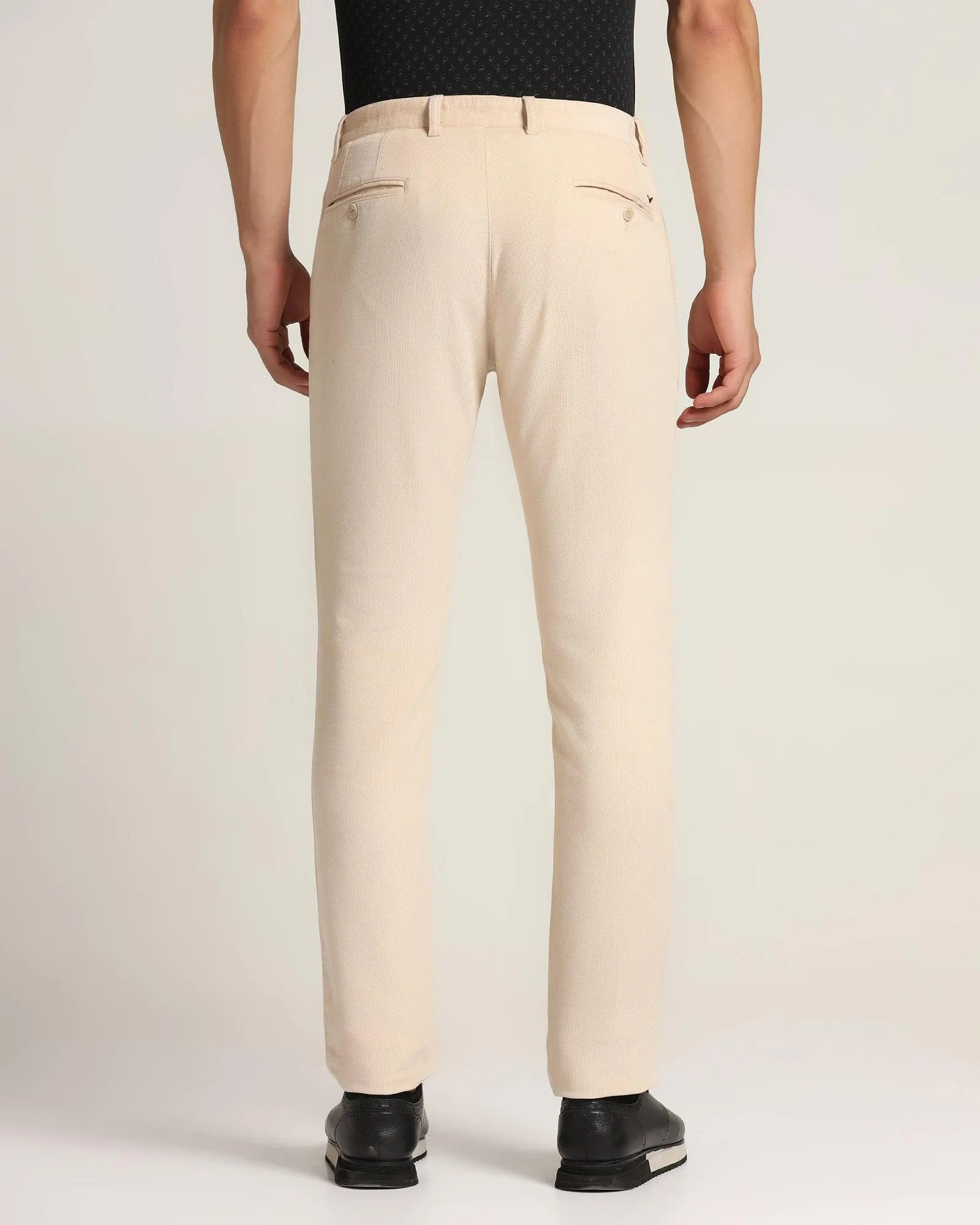 Slim Comfort B-95 Casual Beige Textured Khakis - Moon