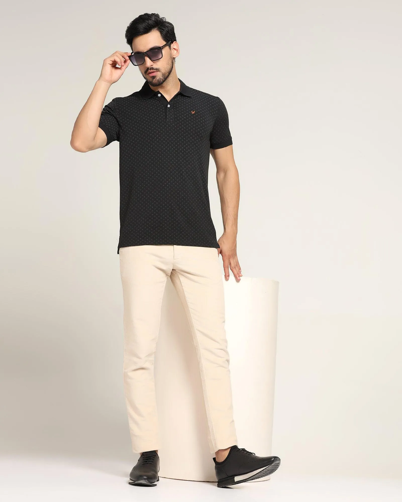 Slim Comfort B-95 Casual Beige Textured Khakis - Moon