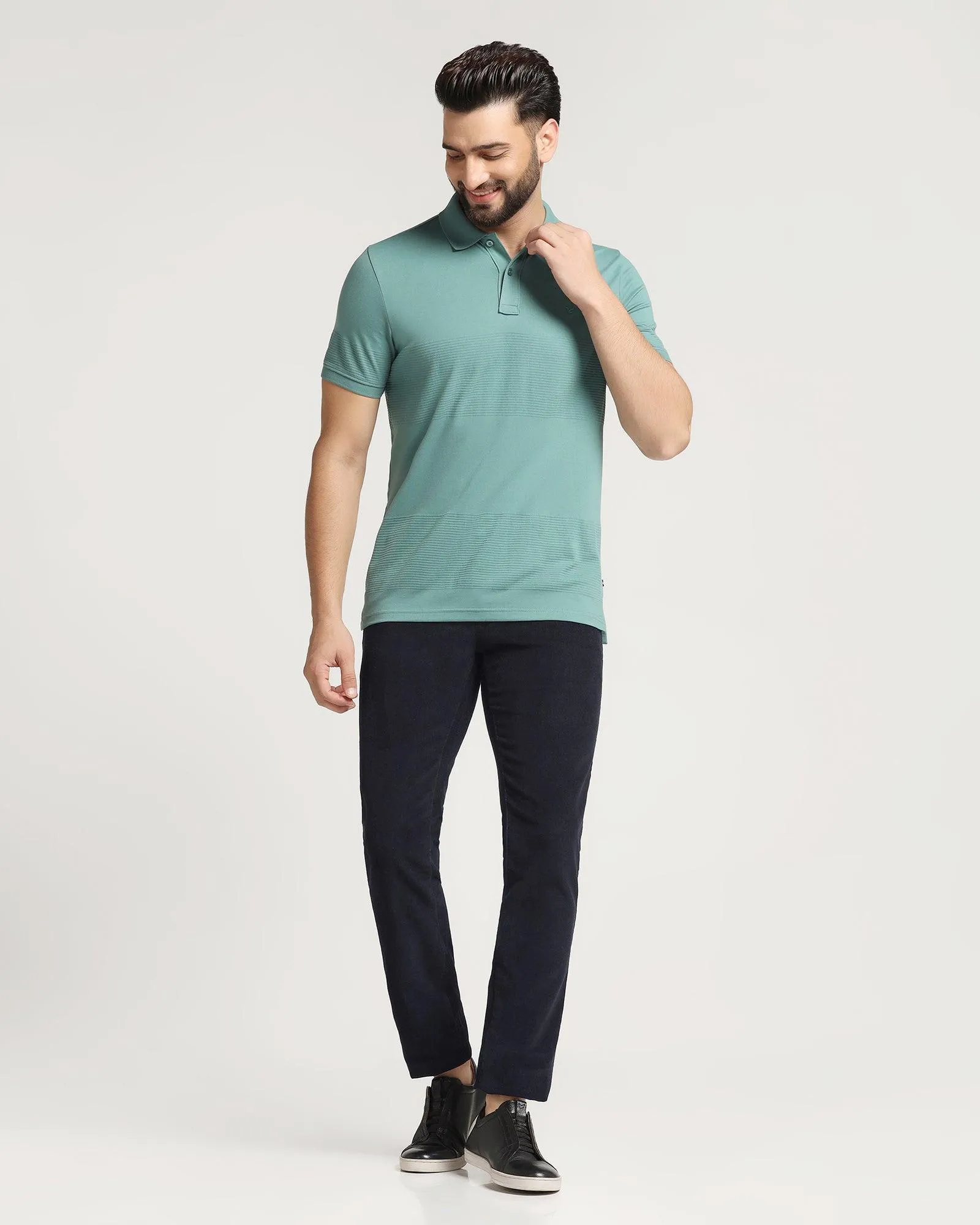 Slim Fit B-91 Casual Navy Textured Khakis - Shelter