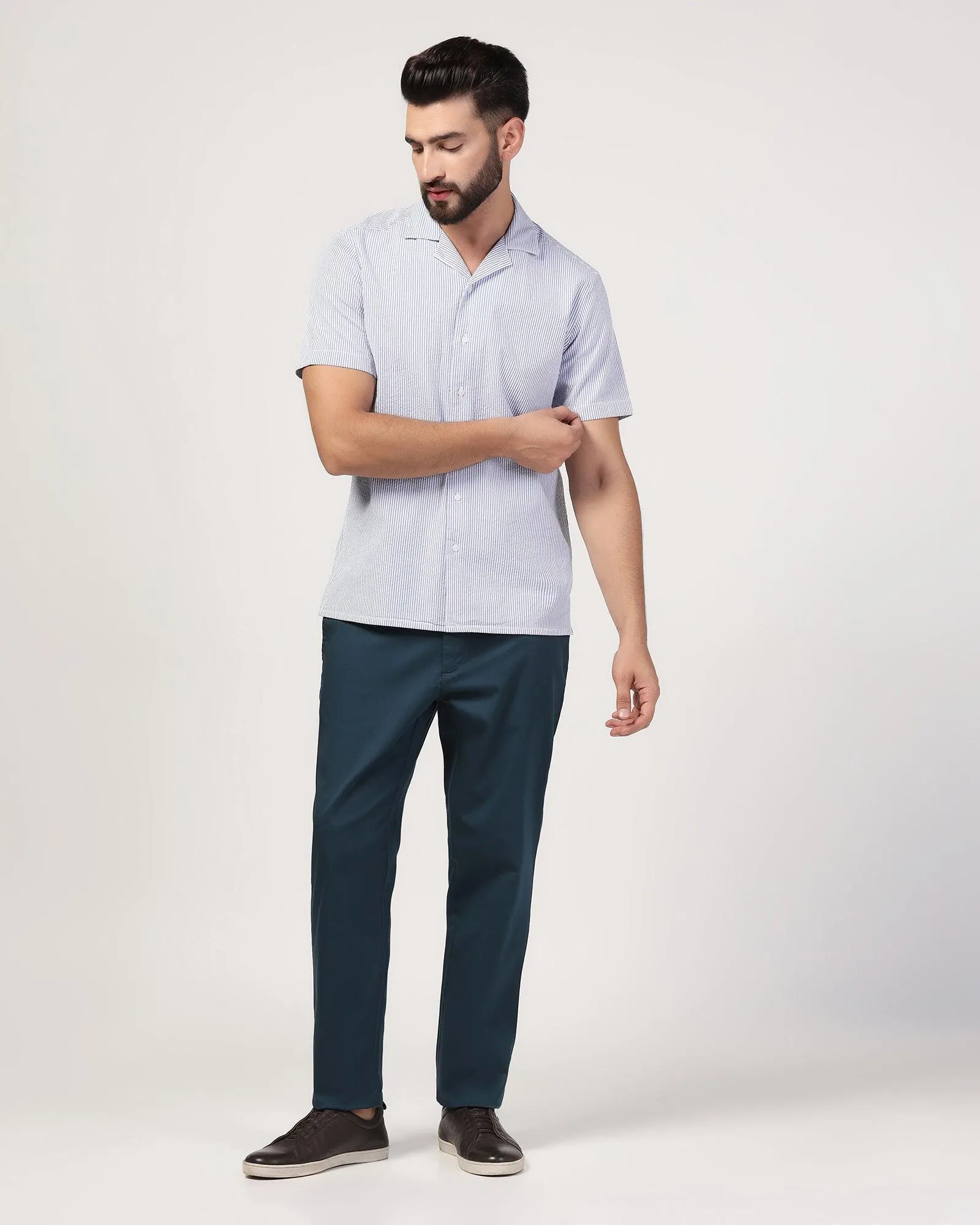 Slim Fit B-91 Casual Teal Solid Khakis - Mark