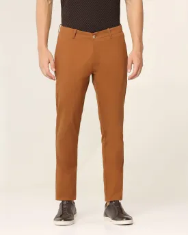 Slim Fit B-91 Casual Tobacco Brown Textured Khakis - Segy