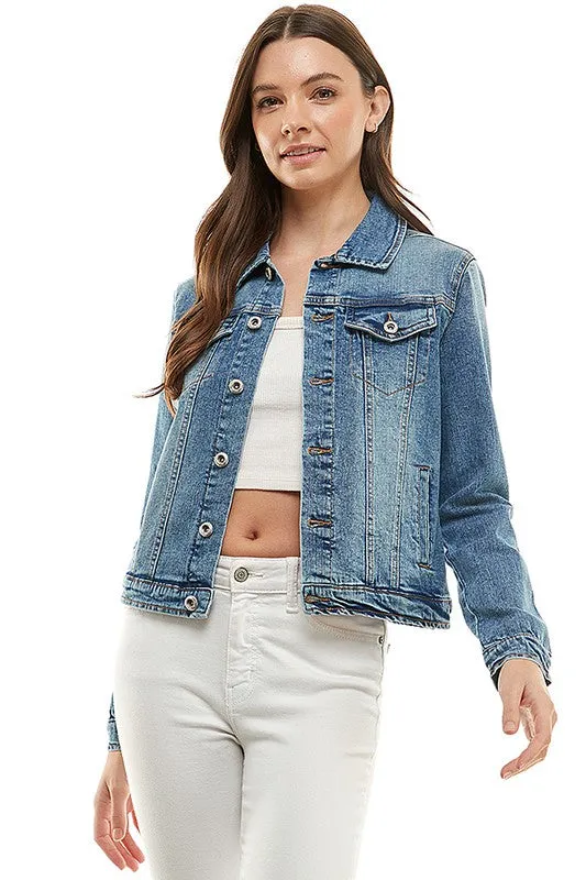 Spandex  Ladies  Casual Denim Jacket