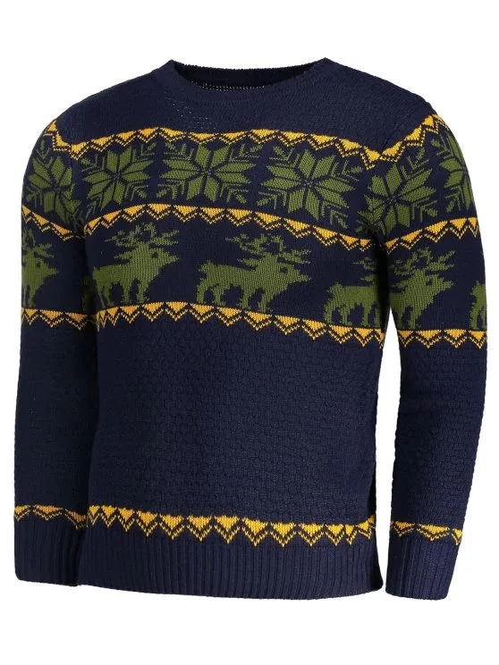 Trendy Crew Neck Jacquard Sweater