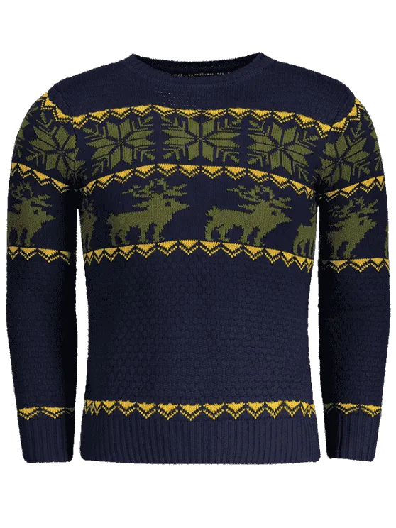 Trendy Crew Neck Jacquard Sweater