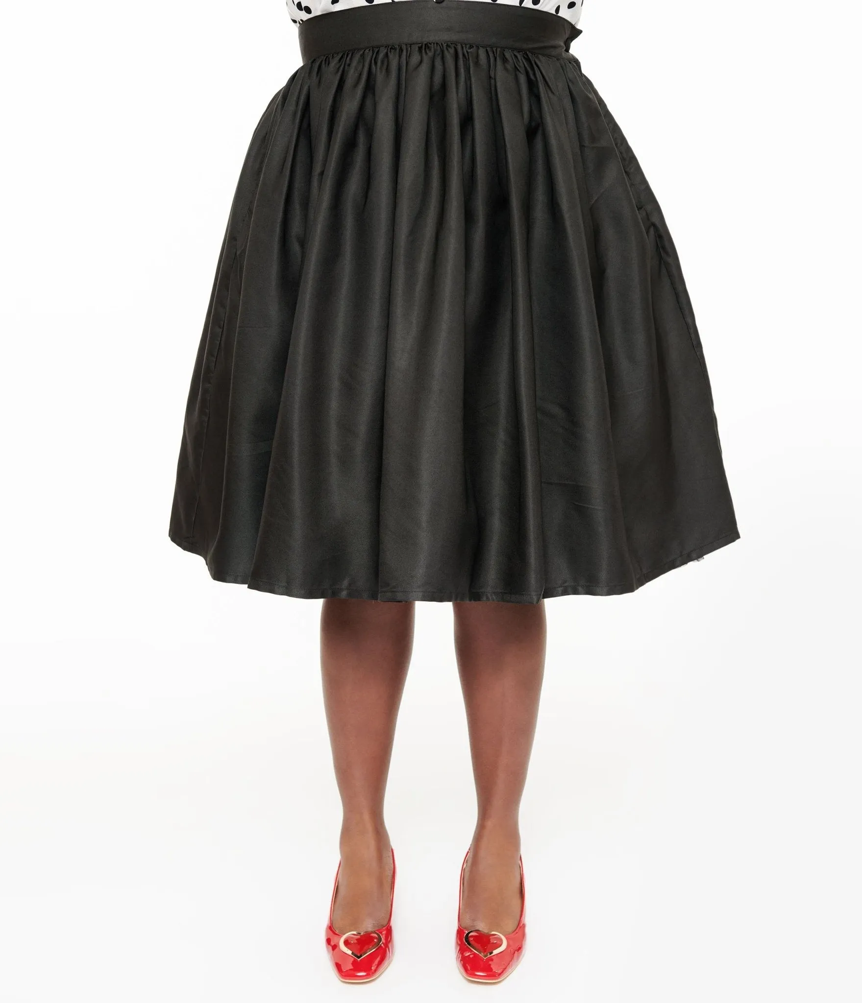 Unique Vintage Plus Size 1950s Black Gellar Swing Skirt