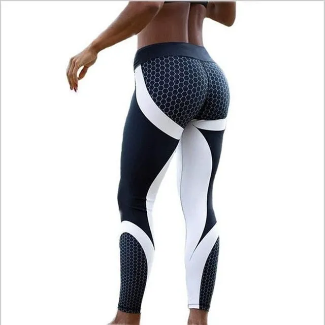 VenusFox Mesh Pattern Print Fitness Leggings