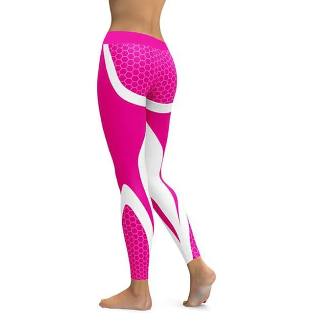 VenusFox Mesh Pattern Print Fitness Leggings