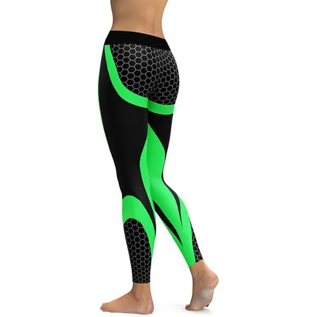 VenusFox Mesh Pattern Print Fitness Leggings