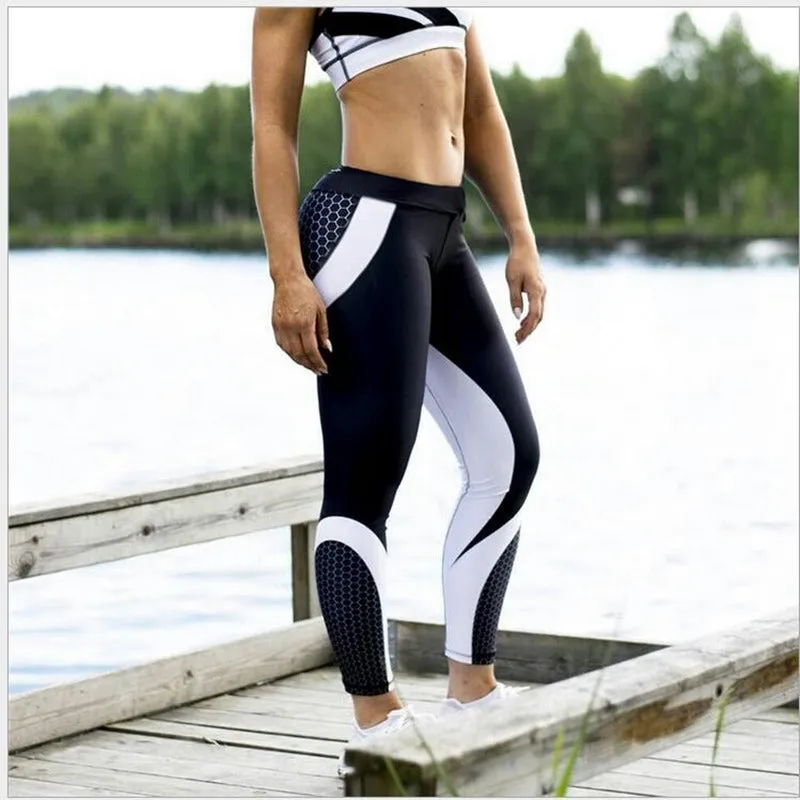 VenusFox Mesh Pattern Print Fitness Leggings