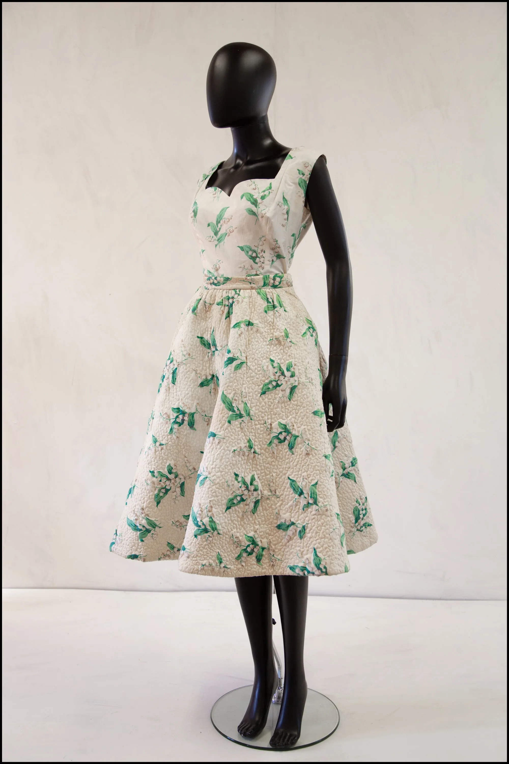 Vintage 1950s Lily of the Valley Quilted Dress Set