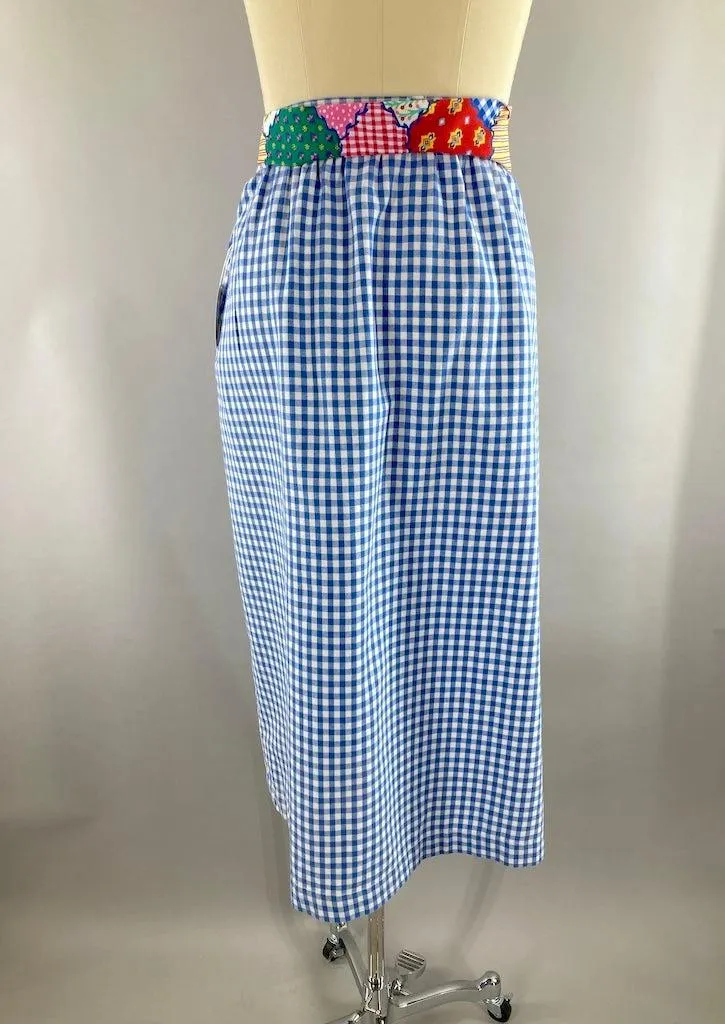 Vintage 80s Blue Gingham Skirt