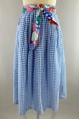 Vintage 80s Blue Gingham Skirt