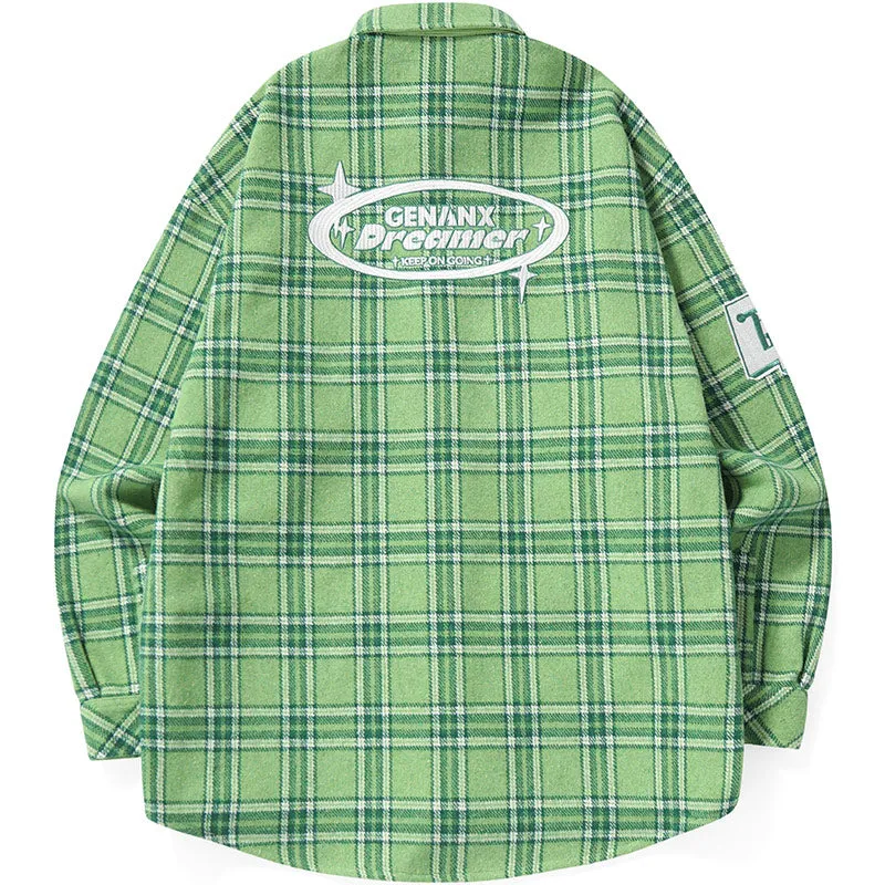 Vintage American Plaid Typography Shirts