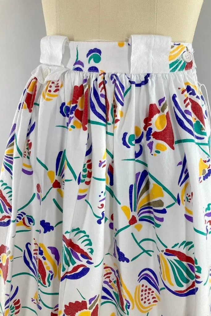 Vintage Seashell Print 80s Skirt